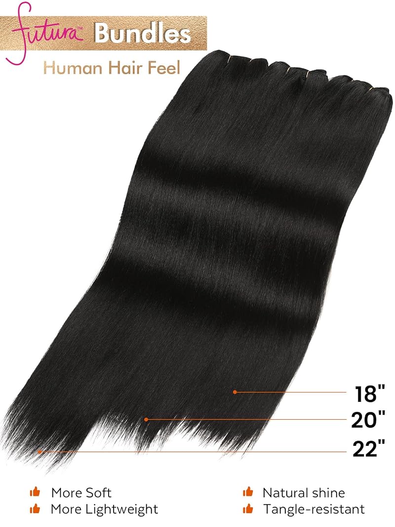 Sew-In Hair Extensions Kit 4-Layer Craftsmanship 3 Bundles 18, 20, 22" Natural Black