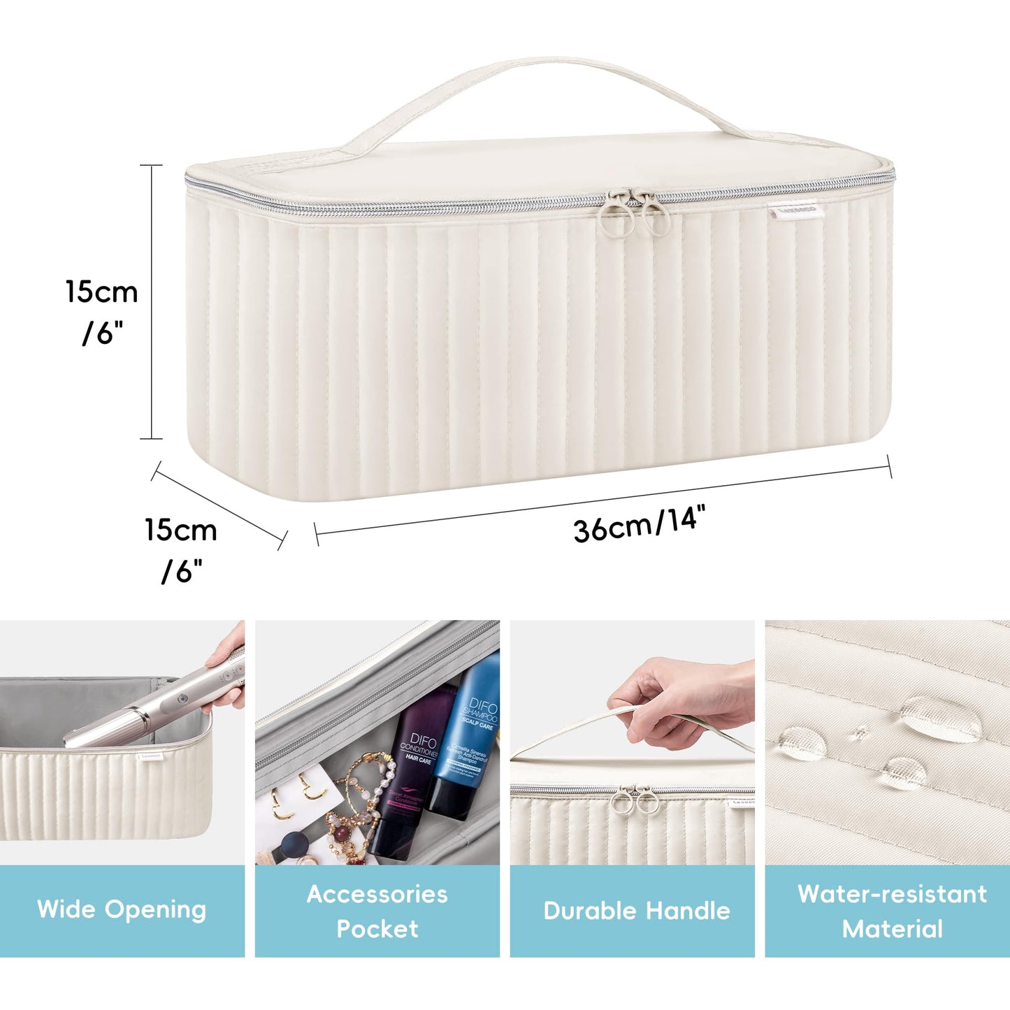 Lexeeco Travel Carrying Case for Hair Dryer Shark Flexstyle Dyson Airwrap Brush Hair Accessories Tools Storage Bag for Revlon Hairdryer Styler Organizer (Beige)