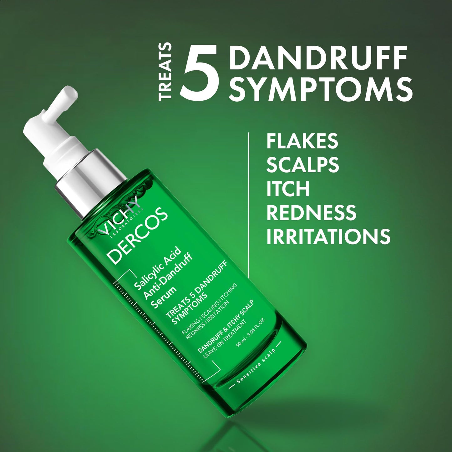 Dercos Salicylic Acid Anti-Dandruff Treatment, Scalp Treatment Targets Dandruff Symptoms & Leaves Head Feeling Hydrated & Soothed, Serum Provides Flake & Itch Relief, 3 Fl. Oz.