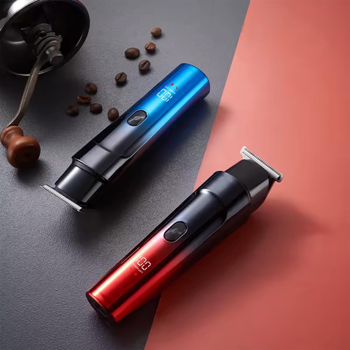 Rechargeable Men's Hair Clippers & Body Hair Trimmer Home Haircut & Grooming Set with LED Display 5 in 1 Kit Cordless Mustache Body Face Beard Trimmer for Men Waterproof Beard Shaver (Blue)