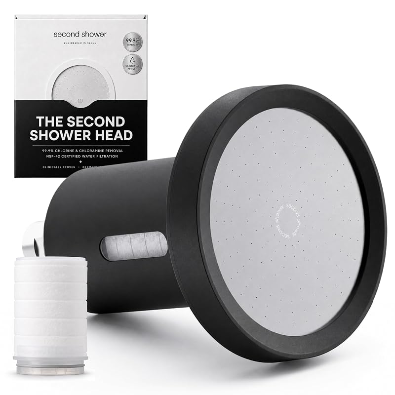 Filtered Shower Head for Hard Water – Vitamin C Infusion, 128 Micro-Holes, NSF Certified – Matte Black (Variation: Pure Silver)