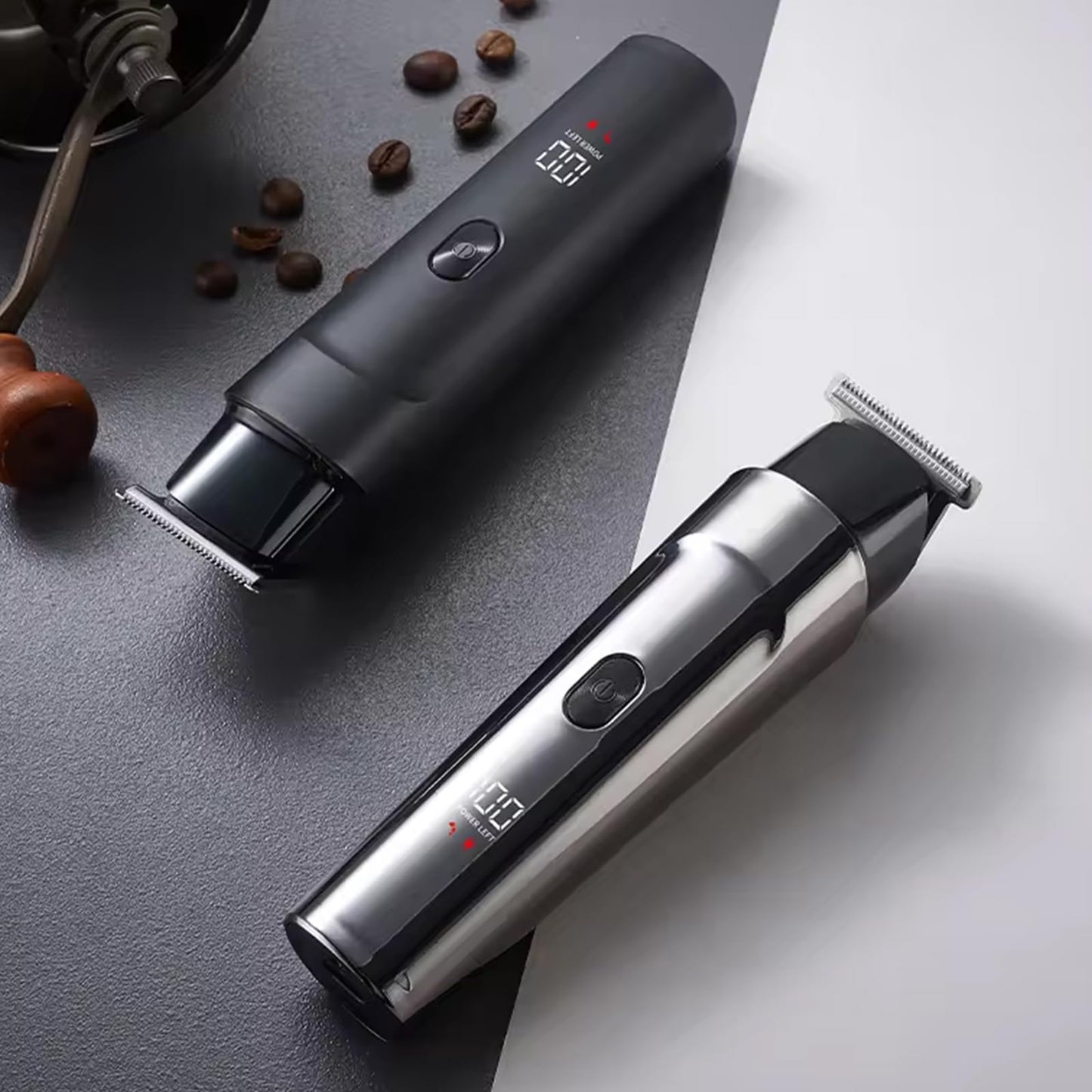 Rechargeable Men's Hair Clippers & Body Hair Trimmer Home Haircut & Grooming Set with LED Display 5 in 1 Kit Cordless Mustache Body Face Beard Trimmer for Men Waterproof Beard Shaver (Blue)