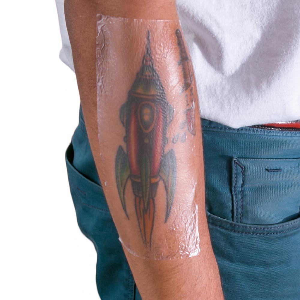 Recovery Aftercare Derm Shield Tattoo Cover Up Patch - Latex-Free & Waterproof Tattoo Aftercare Bandage - Transparent Matte Film - Breathable & Flexible - Promotes Healing & Skin Renewal (7.9" x 8 yd)