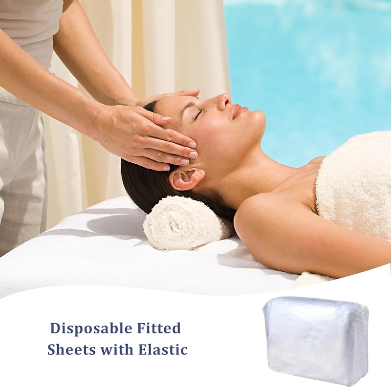100PC Disposable Fitted Massage Table Sheets - Heavy Duty Elastic Bed Cover, 36 x 85 Inch, White