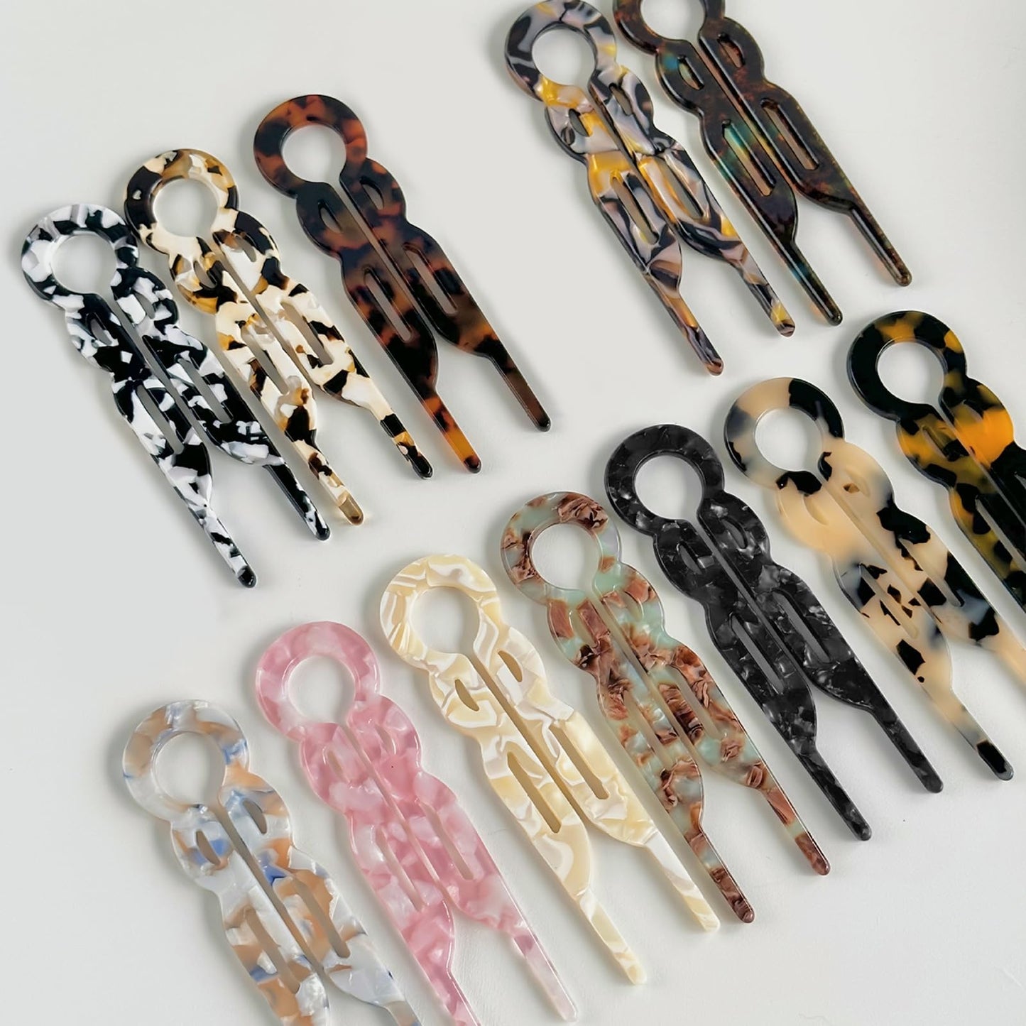 4PCS U-Shaped French Hair Pins for Women - Acetate Hair Clips for Thick, Thin, Fine Hair - Decorative Bun Styling Barrettes in Black & Blonde(A)