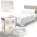 King Size Microfiber Sheets Set with Elastic Corner Straps - 4pc White (Variation: White+King)