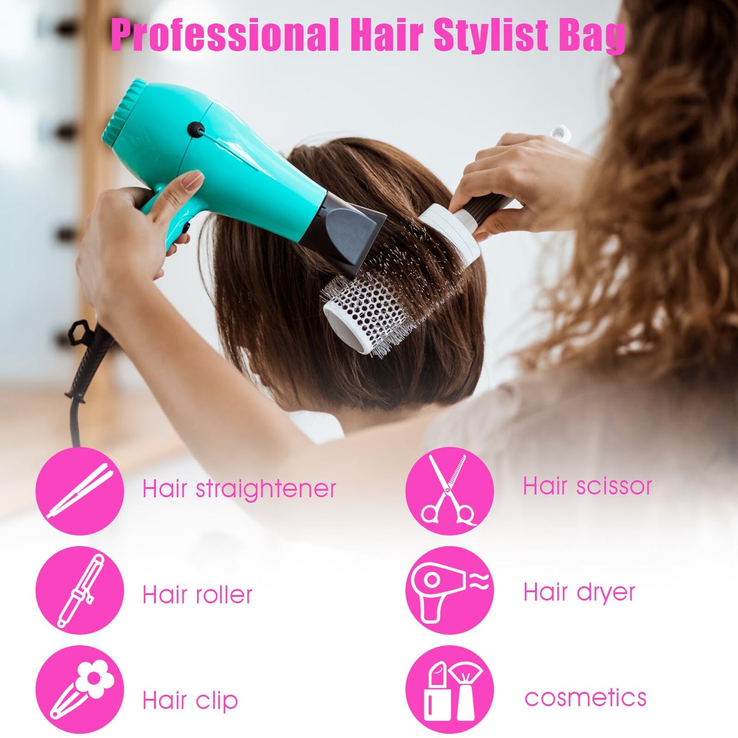 mekueeex Hairstylist Traveling Bag, Large Capacity Hairdresser Barber Bag, Heat Resistant Hair Tools Travel Bag, Professional Makeup Organizer Bag, Waterproof Shower Toiletry Bag