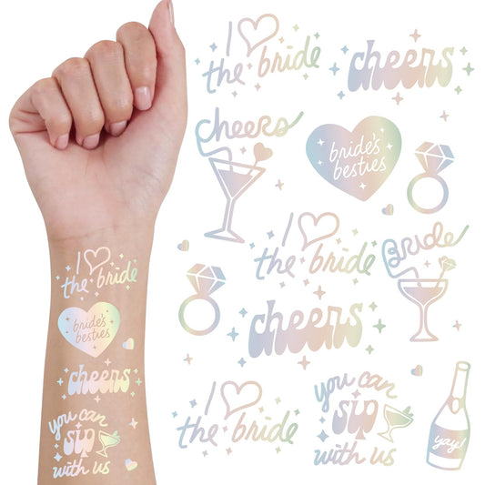 Wedding Cheers Bachelorette Temporary Tattoos - 80+ Glitter Styles Bach Party Decoration, Bridesmaid Favor, Bride to Be Gift, Bridal Shower Supplies