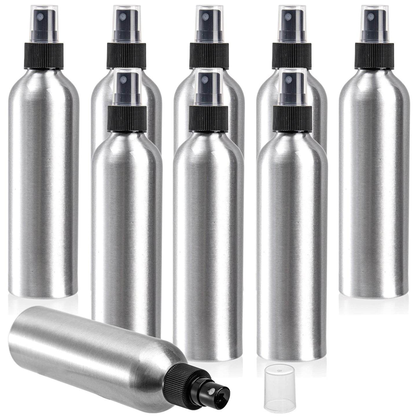 Youeon 9 Pack 8 Oz Fine Mist Spray Bottles, Reusable Aluminum Empty Spray Bottles, Small Refillable Bottle for Travel, Cosmetic, Perfume, Toner, Essential Oil Storage, Leak Proof