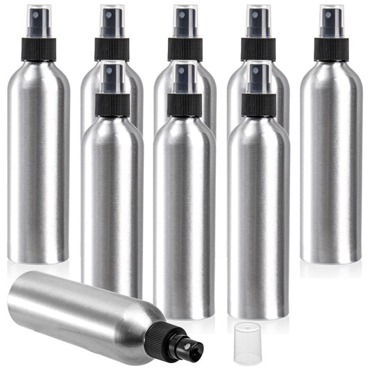 Youeon 9 Pack 8 Oz Fine Mist Spray Bottles, Reusable Aluminum Empty Spray Bottles, Small Refillable Bottle for Travel, Cosmetic, Perfume, Toner, Essential Oil Storage, Leak Proof