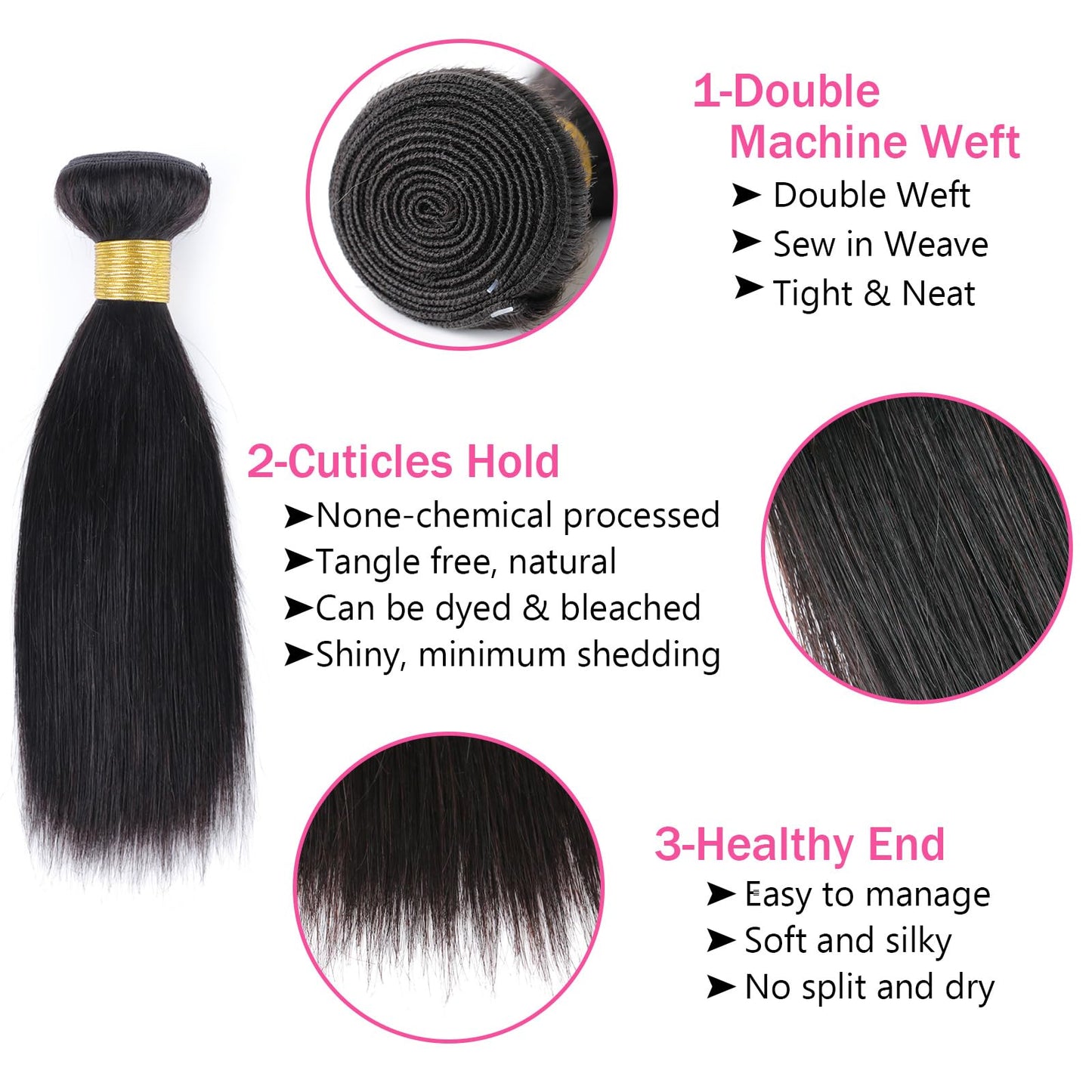 Huarisi Brazilian Virgin Human Hair Bundles 100% Unprocessed Straight Human Hair 10 Inch Bundles Natural Color Straight Hair One Bundle 100g