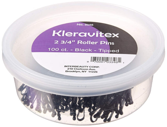 Kleravitex BLACK Jumbo 2.75" Bobby Hair Pins - Black Tipped Flat Style Pins for Women - Perfect For Rollers - Hair Pins for Styling - Suitable for ALL Hair Types, 100 pieces Tub Made in USA