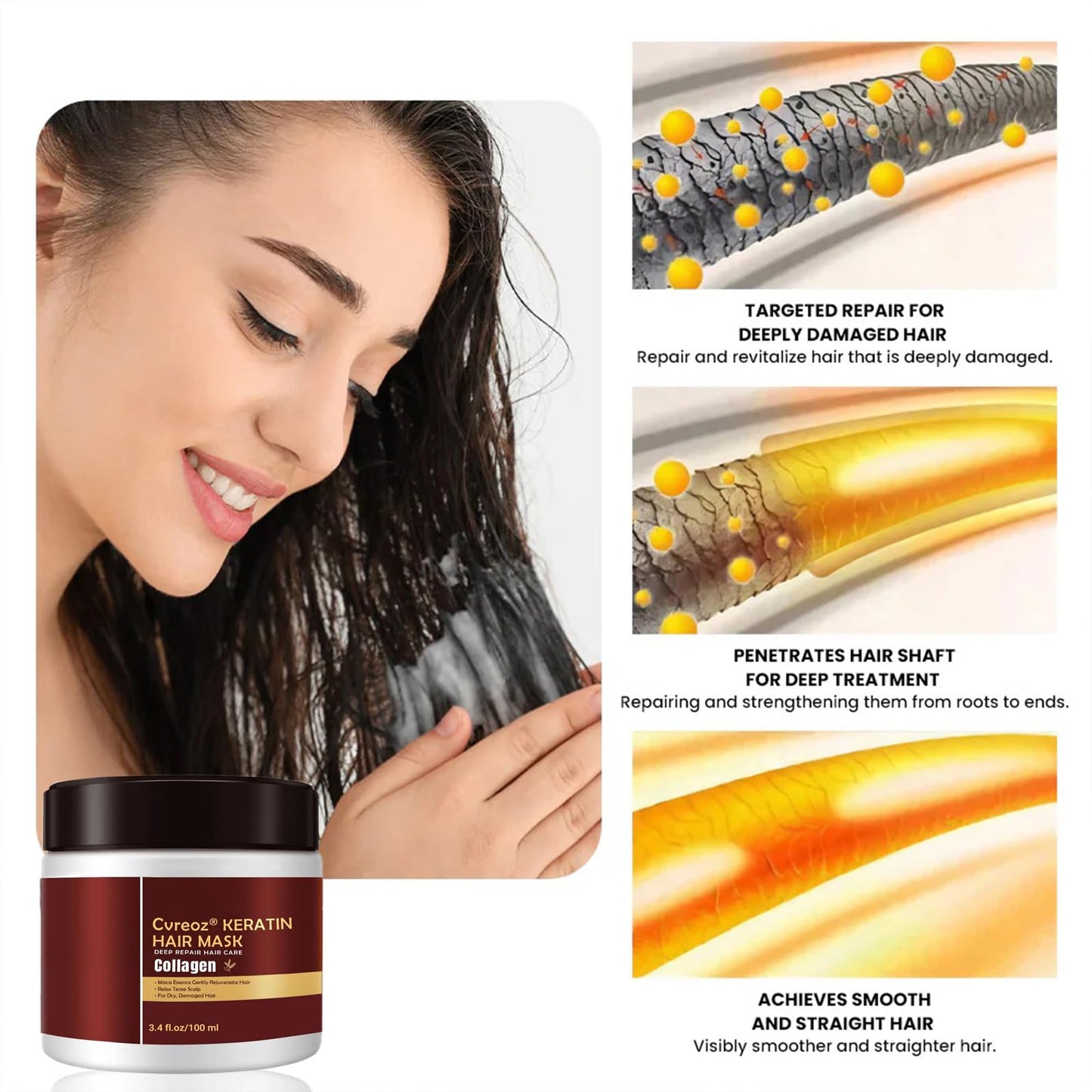 YSMYSM Collagen Hair Treatment, Keratin Hair Mask, Argan Oil Collagen Hair Mask Essence, Deep Conditioning hair Mask for Dry Damaged Hair All hair Types (1PC)