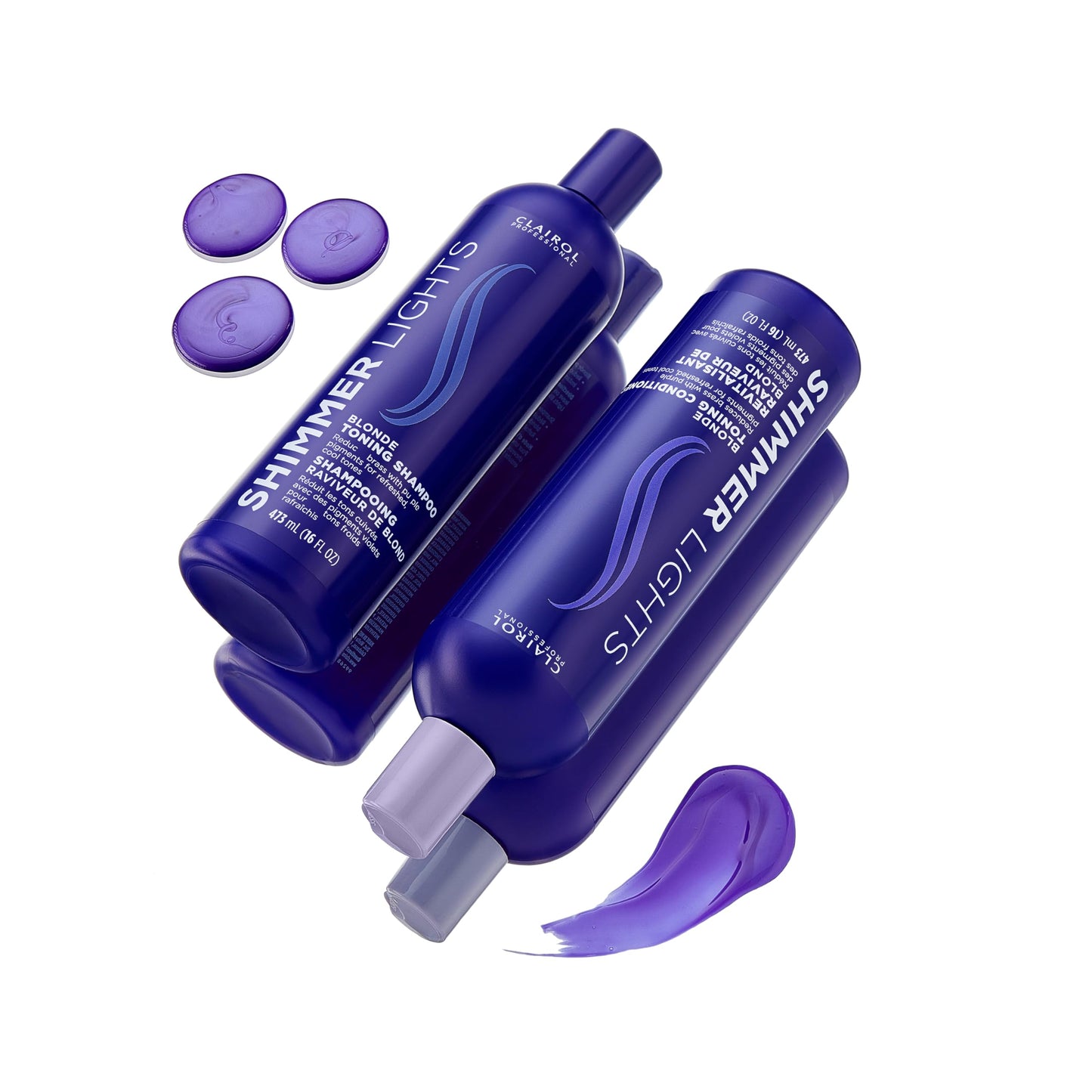 Clairol Professional Shimmer Lights Purple Conditioner, 16 fl. Oz Neutralizes Brass & Yellow Tones For Blonde, Silver, Gray & Highlighted Hair Packaging May Vary, Pack of 1