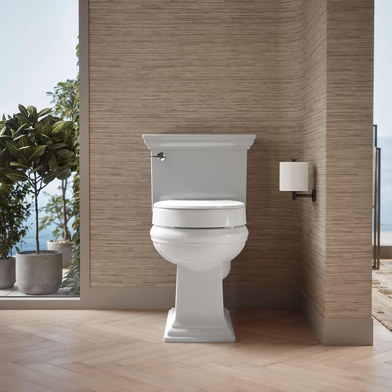 Kohler Hyten Elevated Quiet-Close Round Toilet Seat, 3-Inch Height, White, Pack of 2