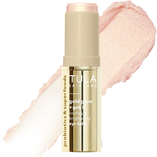 TULA Skin Care Eye Balm Gold Glow - Dark Circle Treatment, Instantly Hydrate and Brighten Undereye Area, Portable and Perfect to Use On-the-go, 0.35 oz.