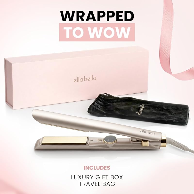 Champagne ELLA BELLA Slimline Infrared 2-in-1 Hair Straightener & Curling Iron - Titanium Plates