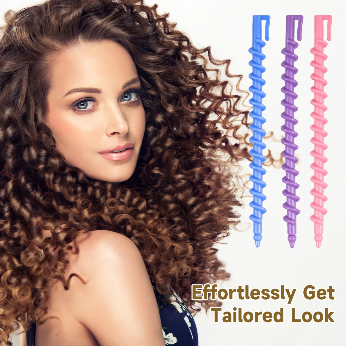 100 Pcs Spiral Perm Rods, Heatless Hair Curl Rods, Perm Wave Curlers Kit for Long Hair, Plastic Material, Styling Curling Rods for Custom Hairstyles, Random Colors