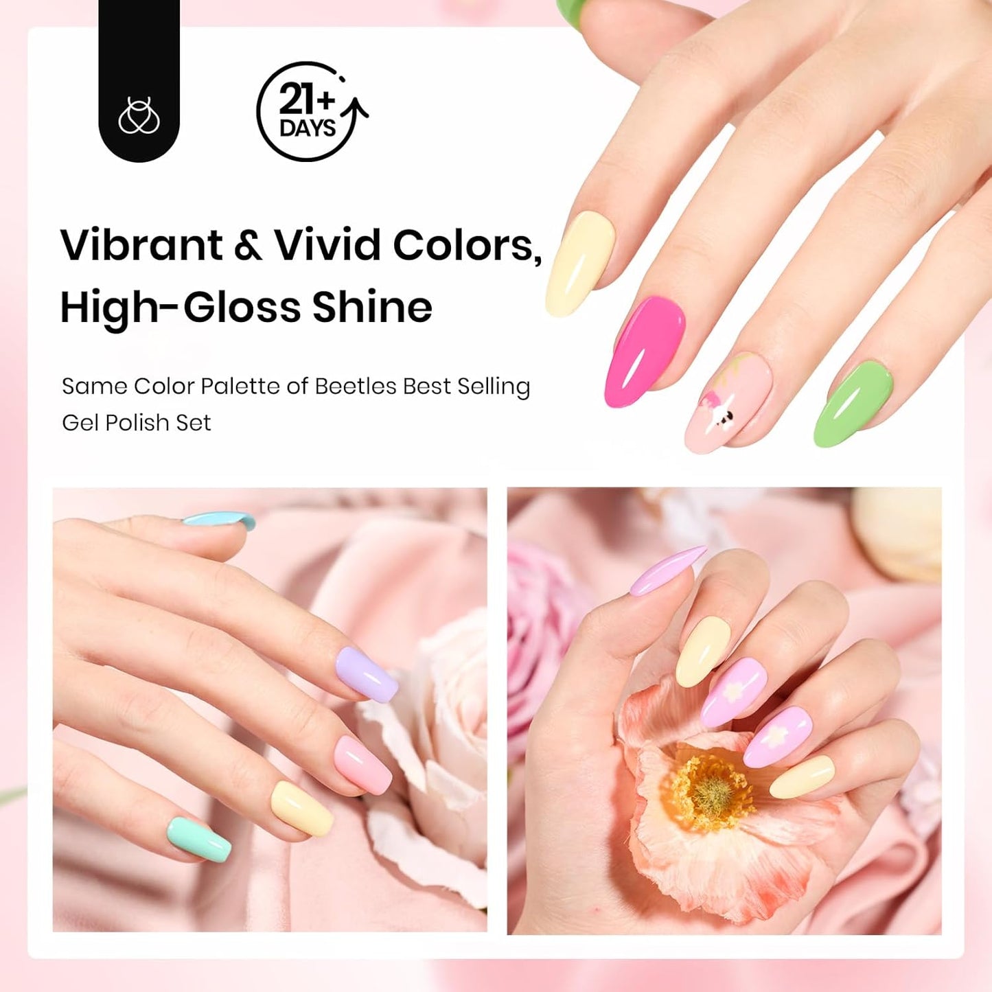 Beetles 20-Color Pink Nude Dip Powder Nail Kit - Jelly Effect & Glitter for DIY Manicure