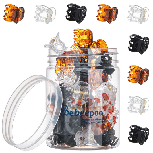 Mini Hair Claw Clips - Stylish gril/women/baby Hair Claw Clips | Stays In Place Without Pulling or Snagging,Strong Grip, | Durable Plastic, Sturdy - Tortoise & Black & Clear, 48 Pcs