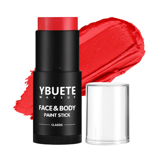YBUETE Red Face Body Painting Stick, Full-coverage Cream Professional Washable Face Paint for Halloween SFX Devil Clown Vampire Zombie Goth Cosplay Makeup for Adult Costume Party & Stage Performance