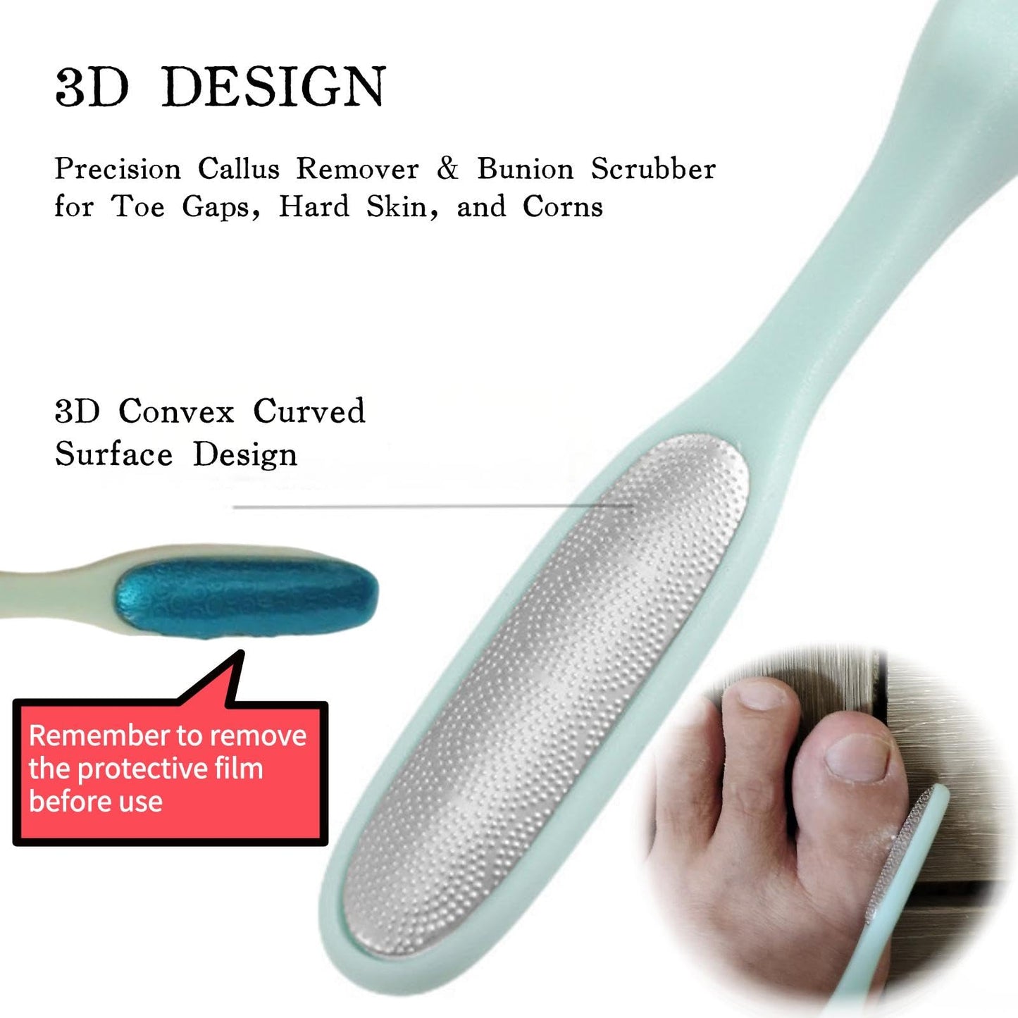 KINTEGOOD Precision Callus Remover & Bunion Scrubber for Toe Gaps, Hard Skin, and Corns – Mini Foot File Exfoliator with Compact Design for Pedicures and Sensitive Areas