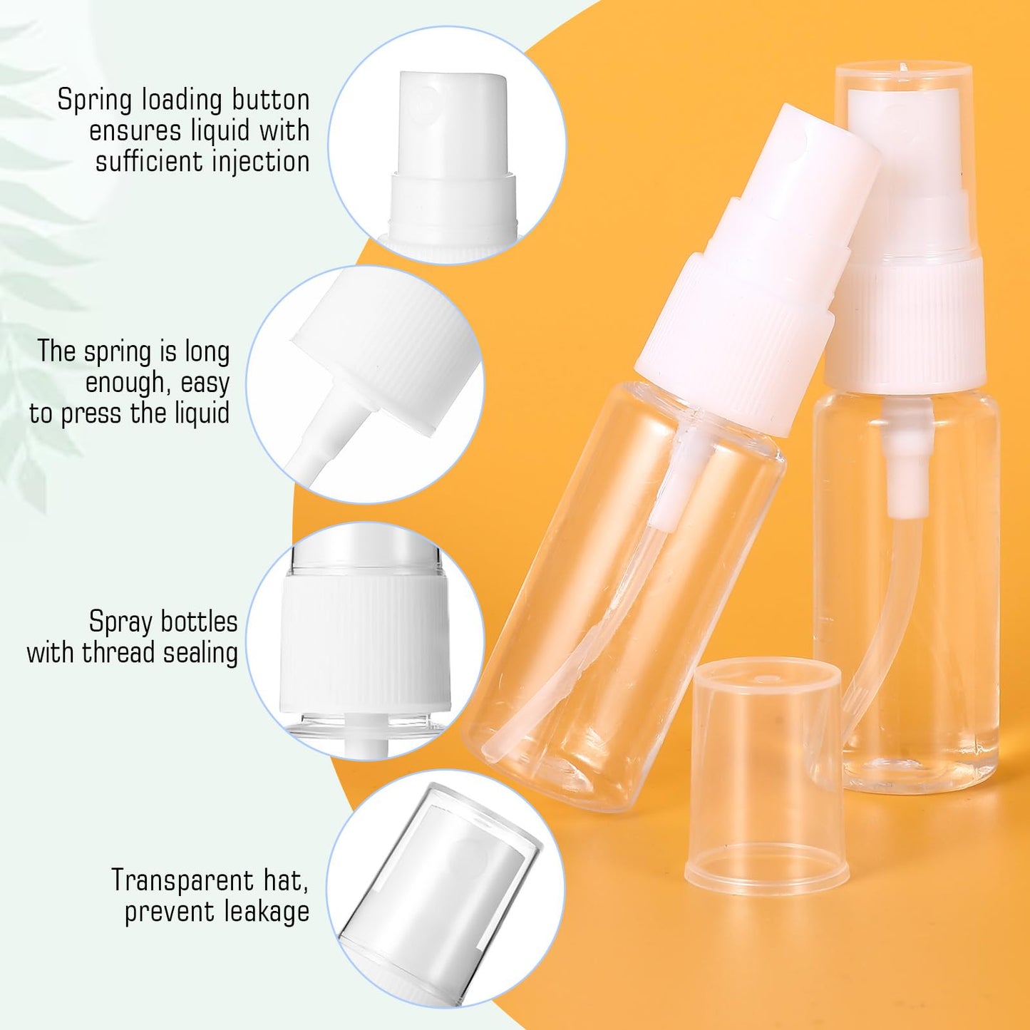 Giantree 4-Pack Clear Spray Bottles, 0.7 oz/20ml Small Plastic Spray Bottles, Empty Travel Bottle, Fine Mist Sprays Bottle for Hair, Reusable Fine Mist Sprays Vase for Alcohol Perfume