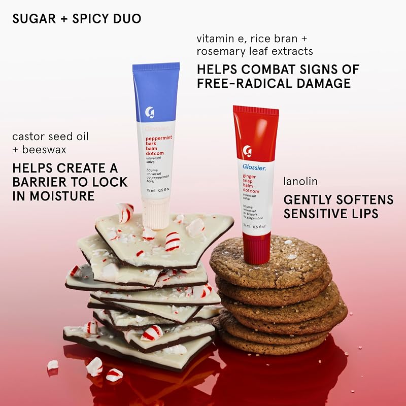 Lip Balm Duo Set - Balm Dotcom Hydrating Lip Care, Peppermint Bark & Ginger Snap, 2 x 15ml
