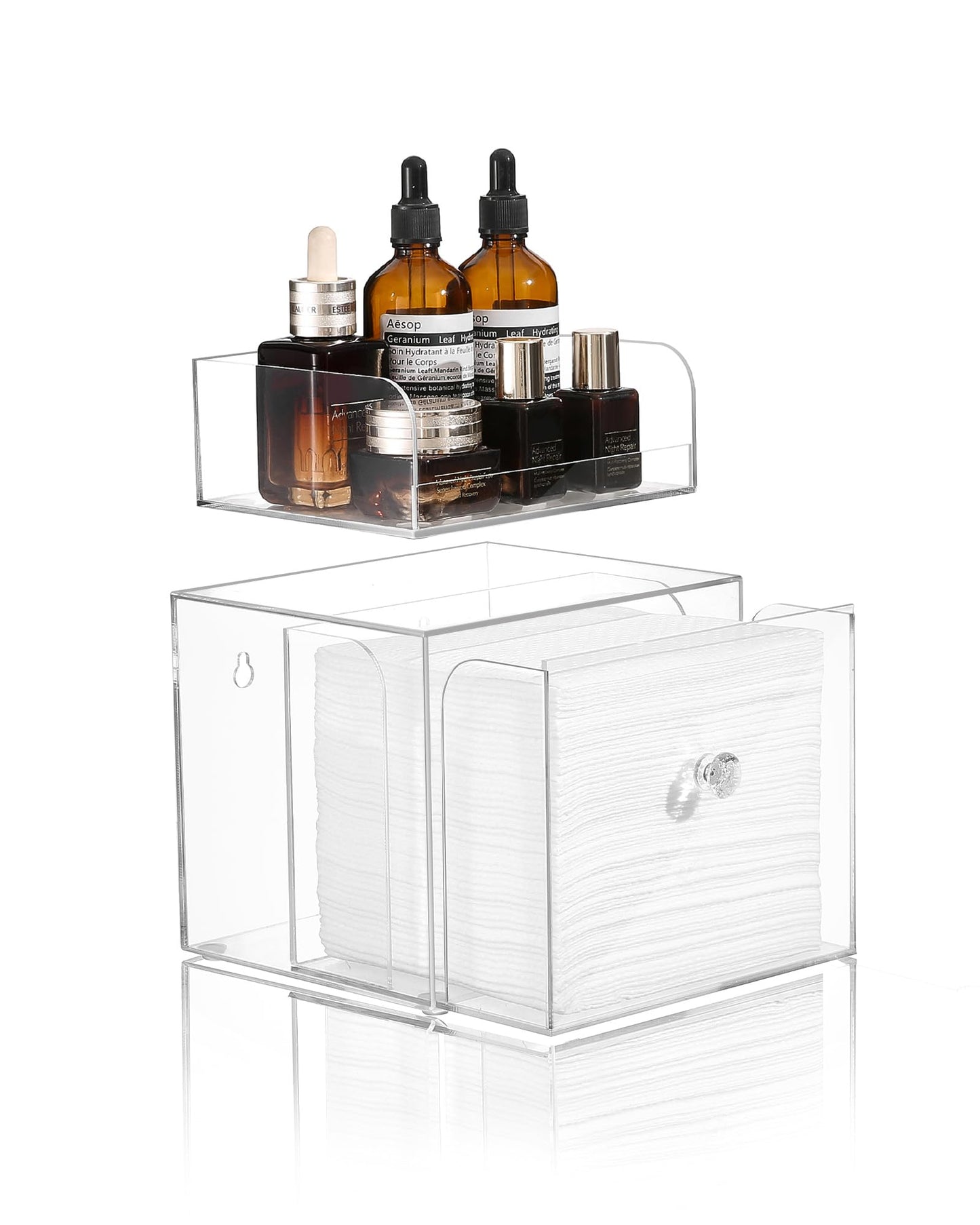 Wanapure Disposable Face Towel Holder With Makeup Organizer, Acrylic Storage Box for Clean Skin Club With Drawer, Luxe Box (Excluding Facial Towels)