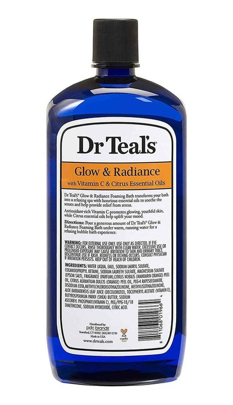 Dr. Teal's Pure Epsom Salt Foaming Bath Gift Set (2 Pack, 34 oz ea.) - Restore & Replenish Pink Himalayan and Glow & Radiance with Vitamin C & Citrus Essential Oils - Long Lasting Bubbles Nourish Skin