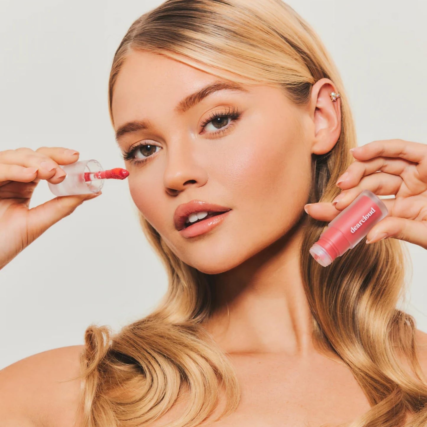 dearcloud Gentle Crush Serum Blush – Liquid Blush for Cheeks with Hyaluronic Acid – Korean Beauty Makeup – Pink Veil (.19 fl oz)