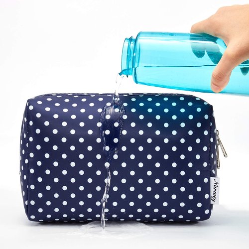 Large Makeup Bag Zipper Pouch Travel Cosmetic Organizer for Women (Large, Polka Dot)