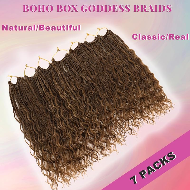18 Inch Goddess Box Braids Crochet Hair for Black Women Brown - Chocolate Brown Mix Camel