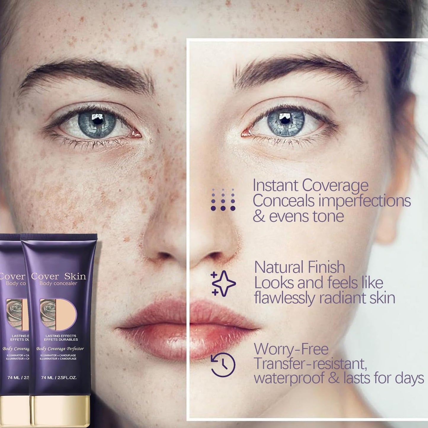 All over Complexion Perfector, Body Coverage Perfector, Tattoo Cover up Makeup Waterproof, Cream Body Makeup, Transfer-Resistant Body Makeup, Long Last Body Foundation（1PCS）