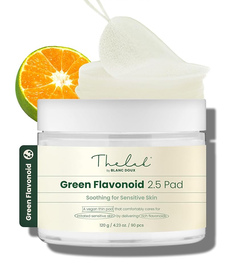 Green Flavonoid Toner Pads for Sensitive Skin 90 Count – Soothing, Ultra-Thin, High-Adhesion