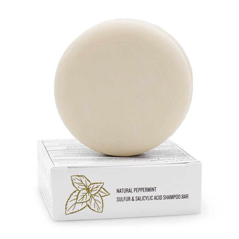 DermaHarmony Sulfur 5% & Salicylic Acid 2% Dandruff Shampoo Bar, 4 oz (Pack of 2) — Peppermint