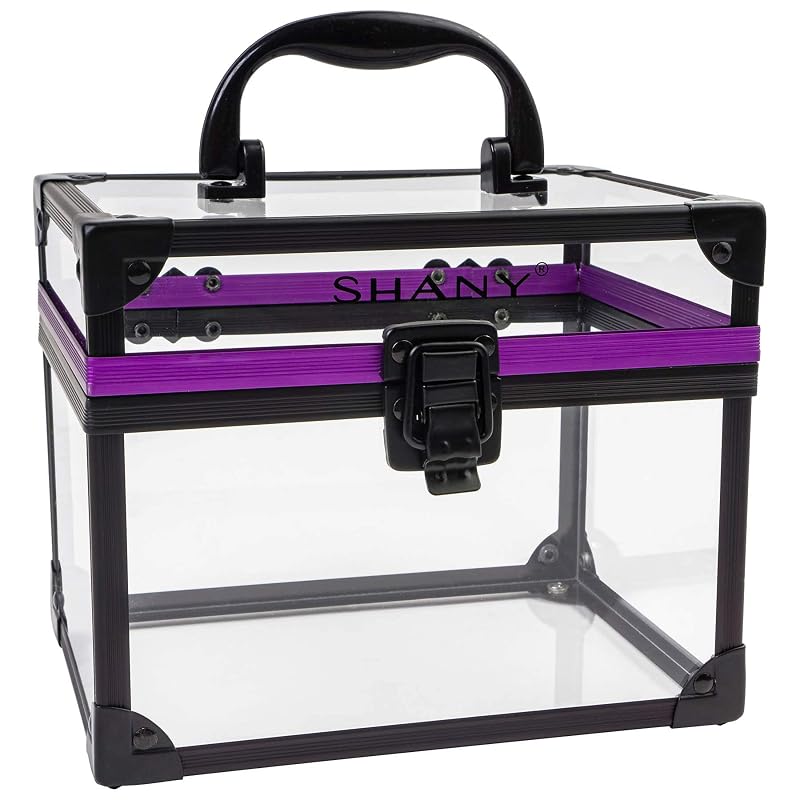 Clear Train Case Makeup Bag with Lock - Large Travel Cosmetic Organizer