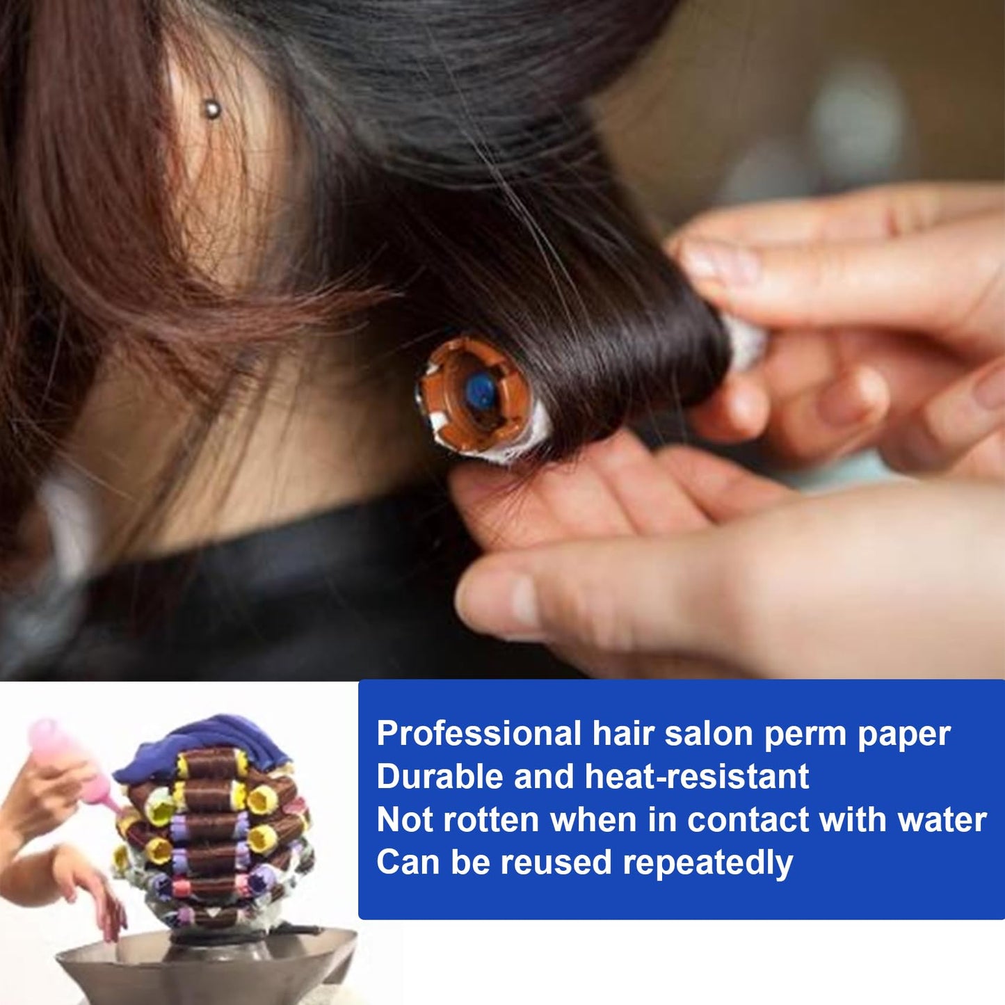 DC,CLISENCE 100pcs Breathable Hair Perm Paper, Disposable Perm End Papers, High Temperature Resistant Salon Home Hair Rollers Accessory for Cold Hot Perms Hair Curling