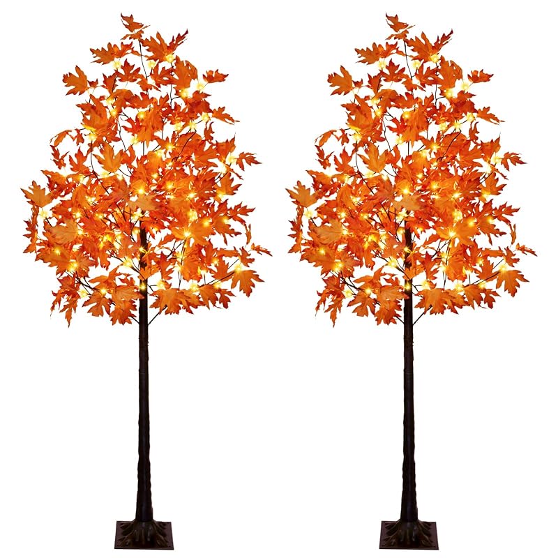 6ft Lighted Maple Tree Novelty Decor with 120 Warm White LEDs