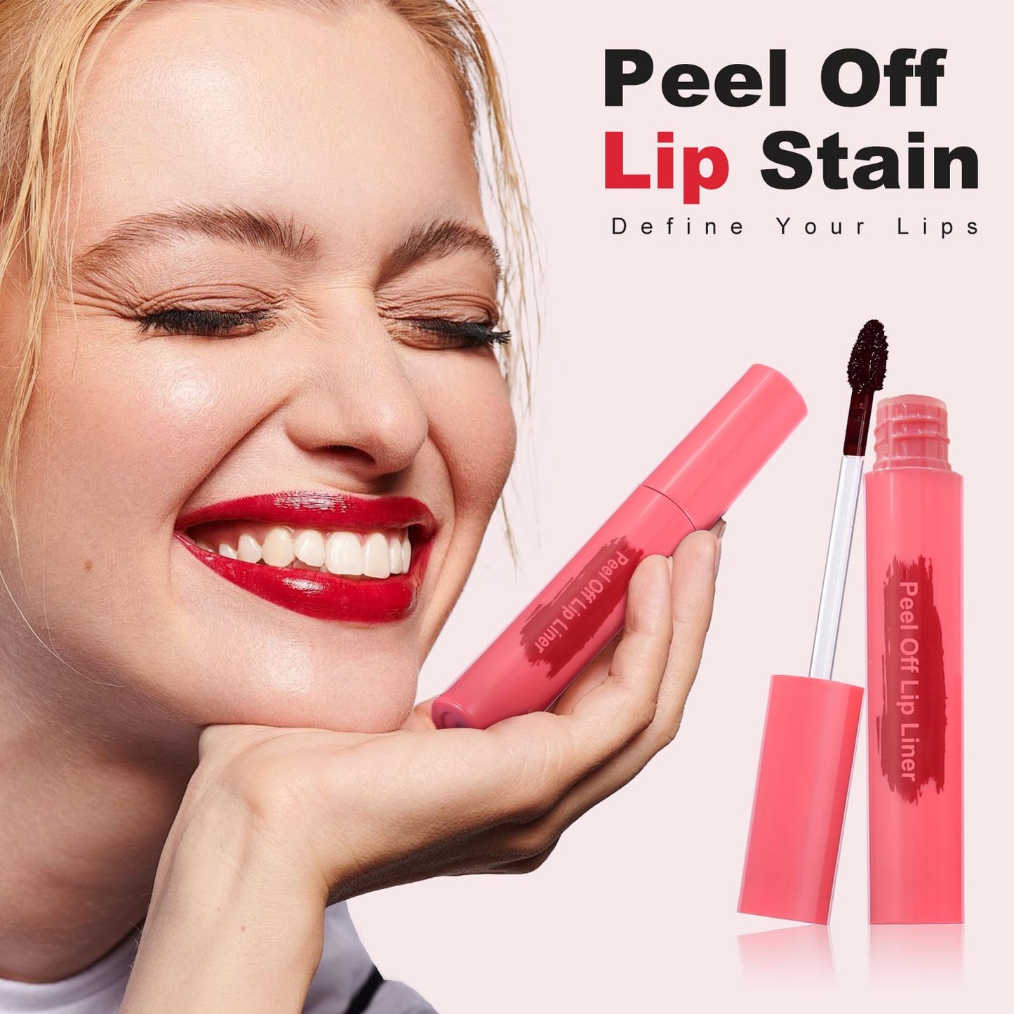 Ursoulney Peel Off Lip Liner - Lip Stain, Long-Lasting Moisturizing Waterproof Lip Stain Transfer-Proof with Matte Finish Stay on All Day (Rose, 1PCS)