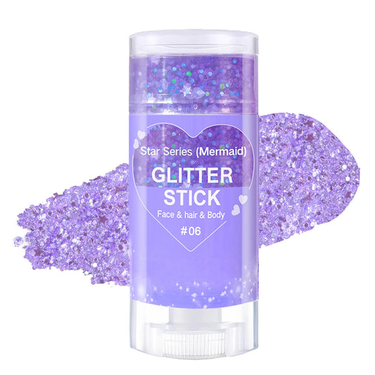 Body Glitter Stick,Sparkling Face Hair Glitter Makeup for Kids Women,Waterproof Hair Glitter,Singer Concert Festival Rave Halloween Accessories,Mermaid Sequins Face Paint Gel Kit (Mermaid)