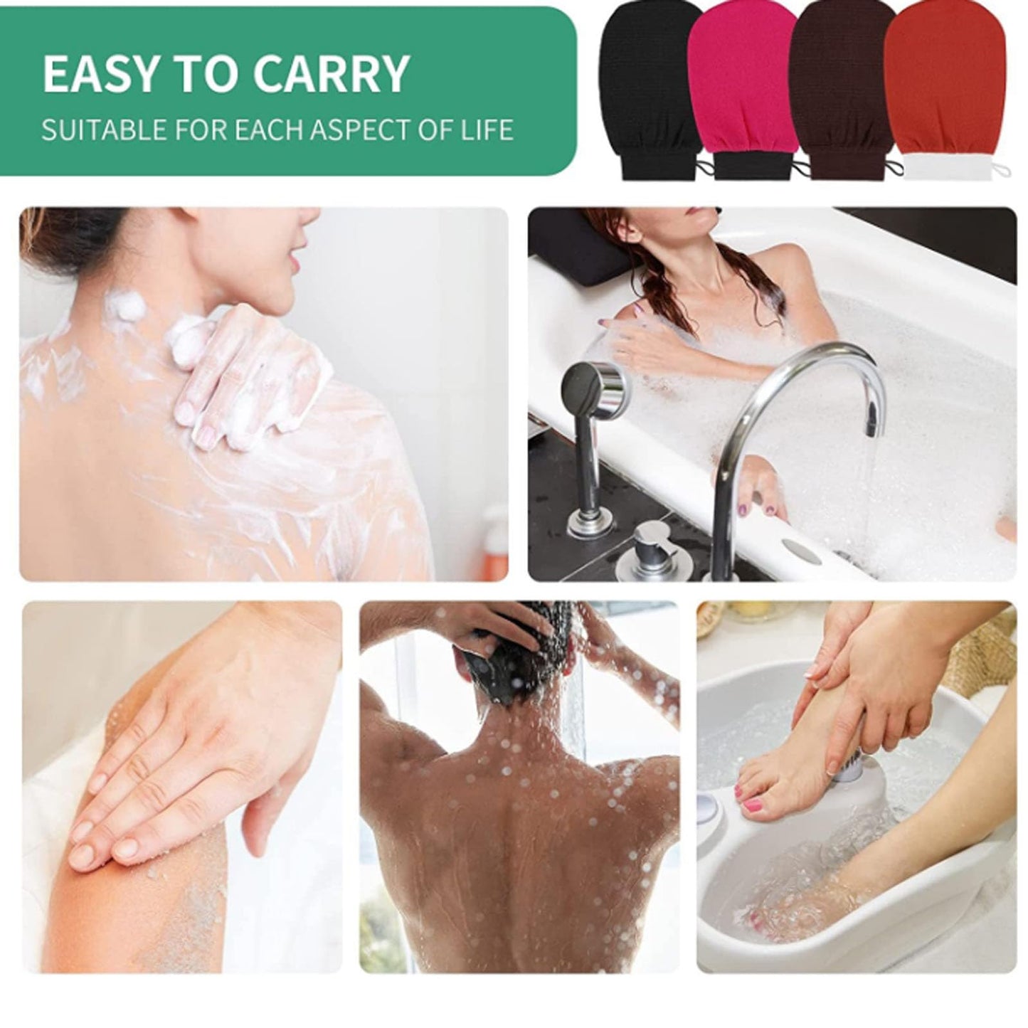 Cheeky Glow Exfoliating Glove, Exfoliating Glove, Scrub Gloves Exfoliating, Body Scrub Gloves Deep Body Exfoliator Mitt Dead Skin Remover Shower Scrubbing Gloves (White+ Pink)