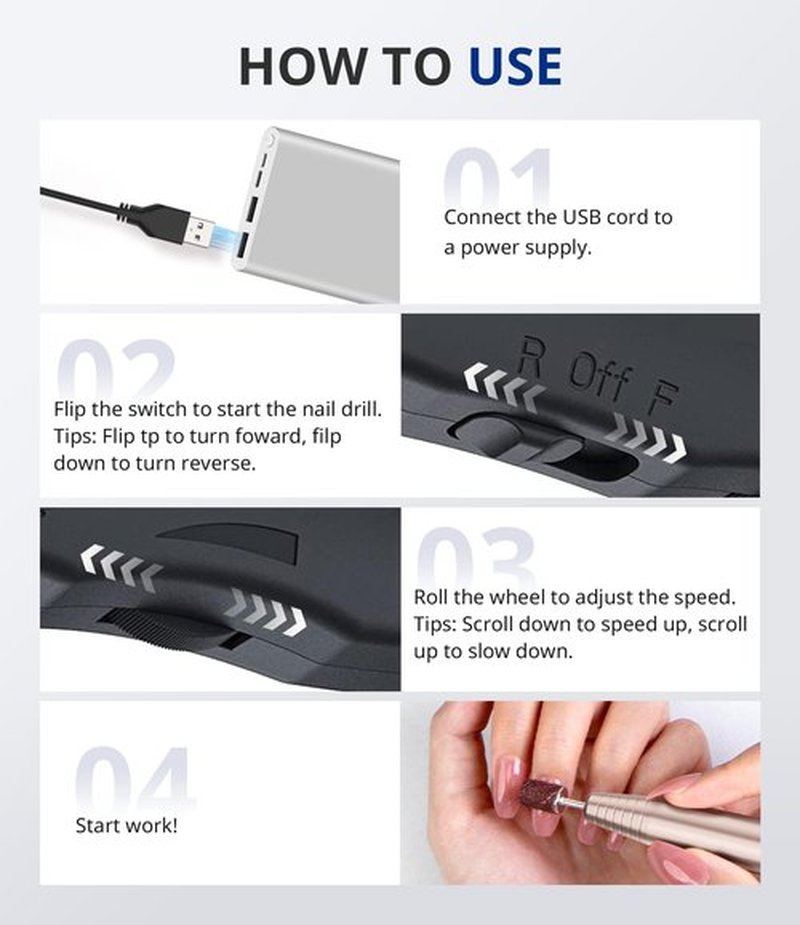 Airsee Studio Basic Electric Nail Drill, USB Portable Nail E File Machine for Professional Beginners, Manicure Pedicure Dremel Kit for Salon & Home Use, Gold