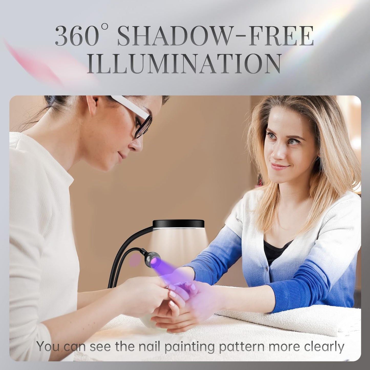 UV Nail Lamp with 6x Magnifier - Flash Cure Dual-Light Nail Dryer for Salon-Quality Manicures at Home