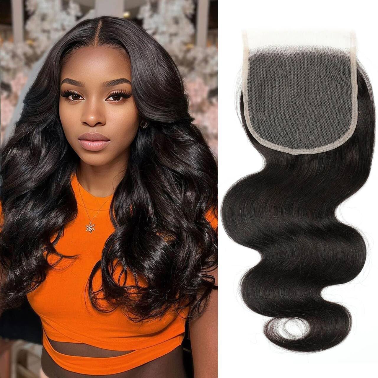 5x5 HD Lace Closure Body Wave Human Hair - Pre-Plucked Natural Hairline (10 Inch, Natural Color)