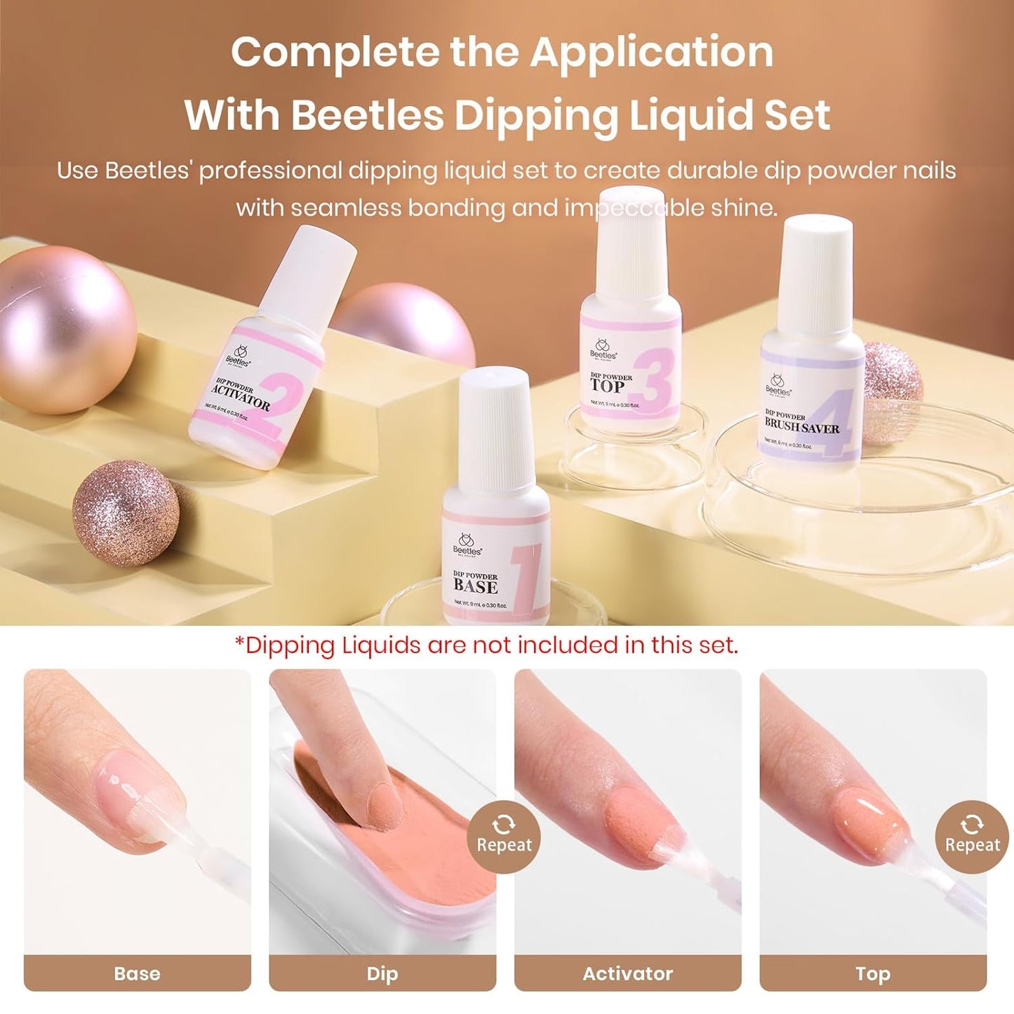 Beetles 20-Color Pink Nude Dip Powder Nail Kit - Jelly Effect & Glitter for DIY Manicure