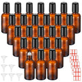Amber 30 ml Roller Bottle Set - 24 Amber Glass Roll-On Bottles with Funnels & Labels
