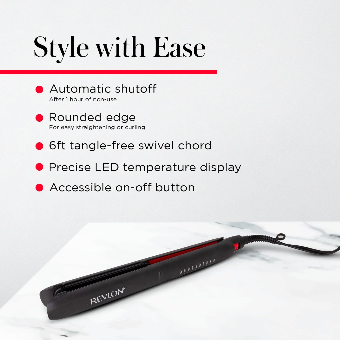 REVLON Smoothstay 1 Inch Hair Straightener - Coconut Oil Infused Flat Iron Helps Enhance Shine & Smoothness, Reduces Frizz, Sleek Straight Hair