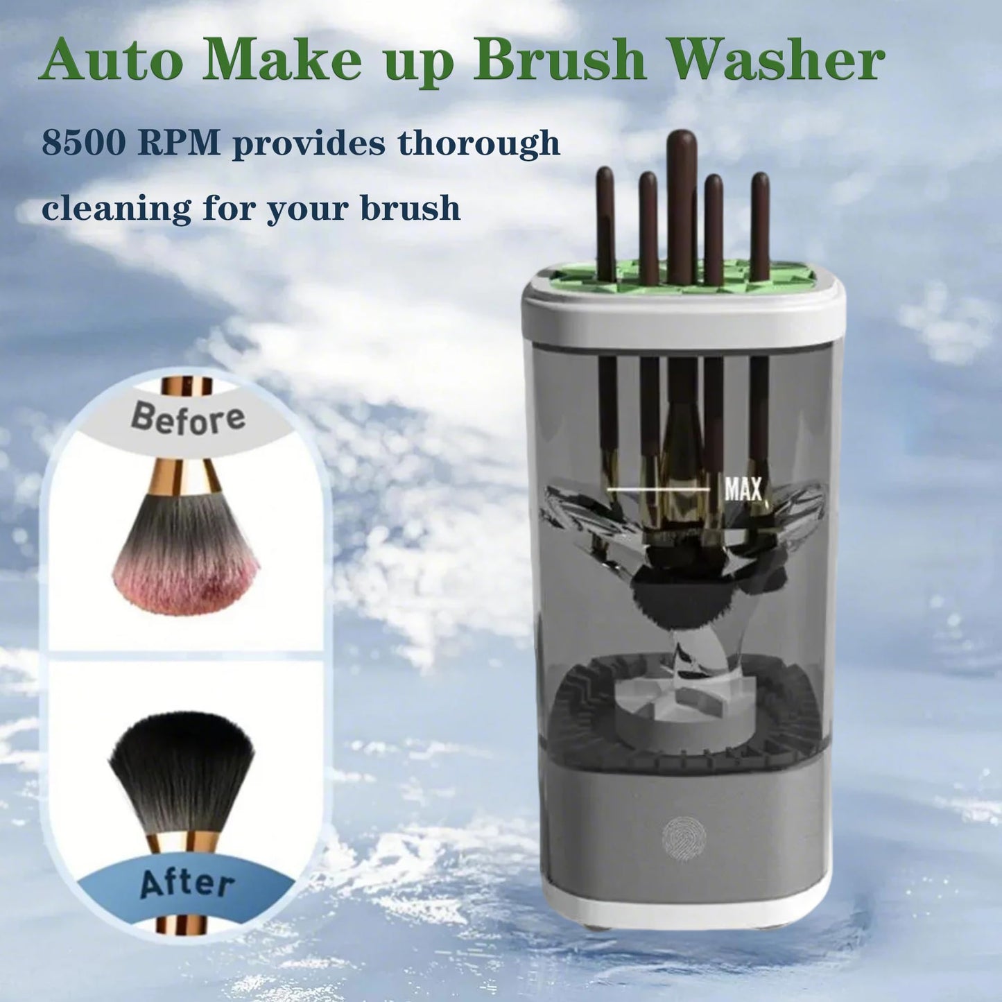 3 IN 1 Automatic Makeup Brush Cleaner-9000 RPM Makeup Brush Cleaner Machine and Dryer Portable Automatic USB Cosmetic Brushes Cleaner Tool for All Size Beauty Makeup Brush Travel Set