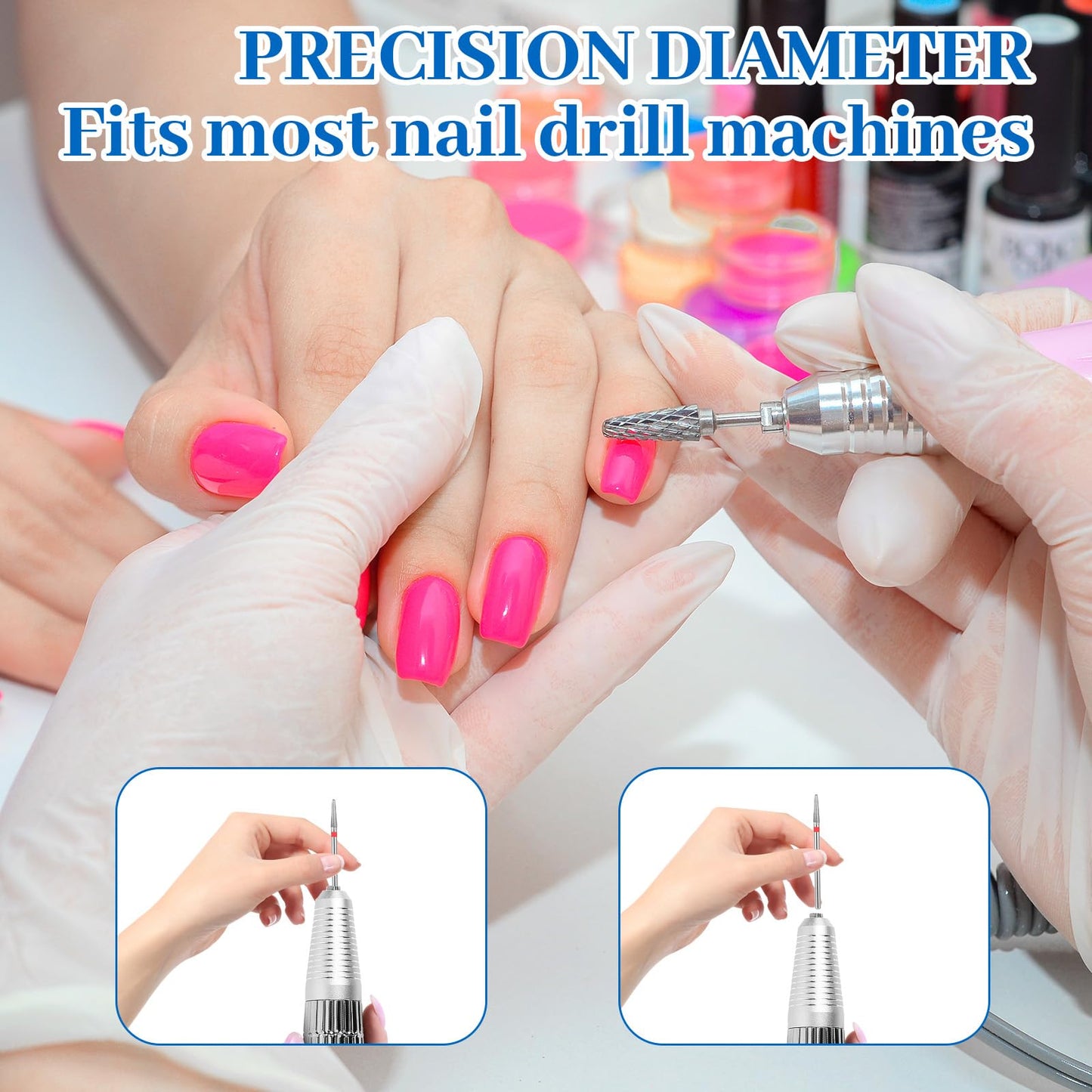 10 Pcs Nail Drill Bit Set,3/32 Inch Cuticle Bit for Nail Drill,Carbide Nails Bits for Manicure & Pedicure,Nails Drills Bits for Professional Electric Manicure Tools